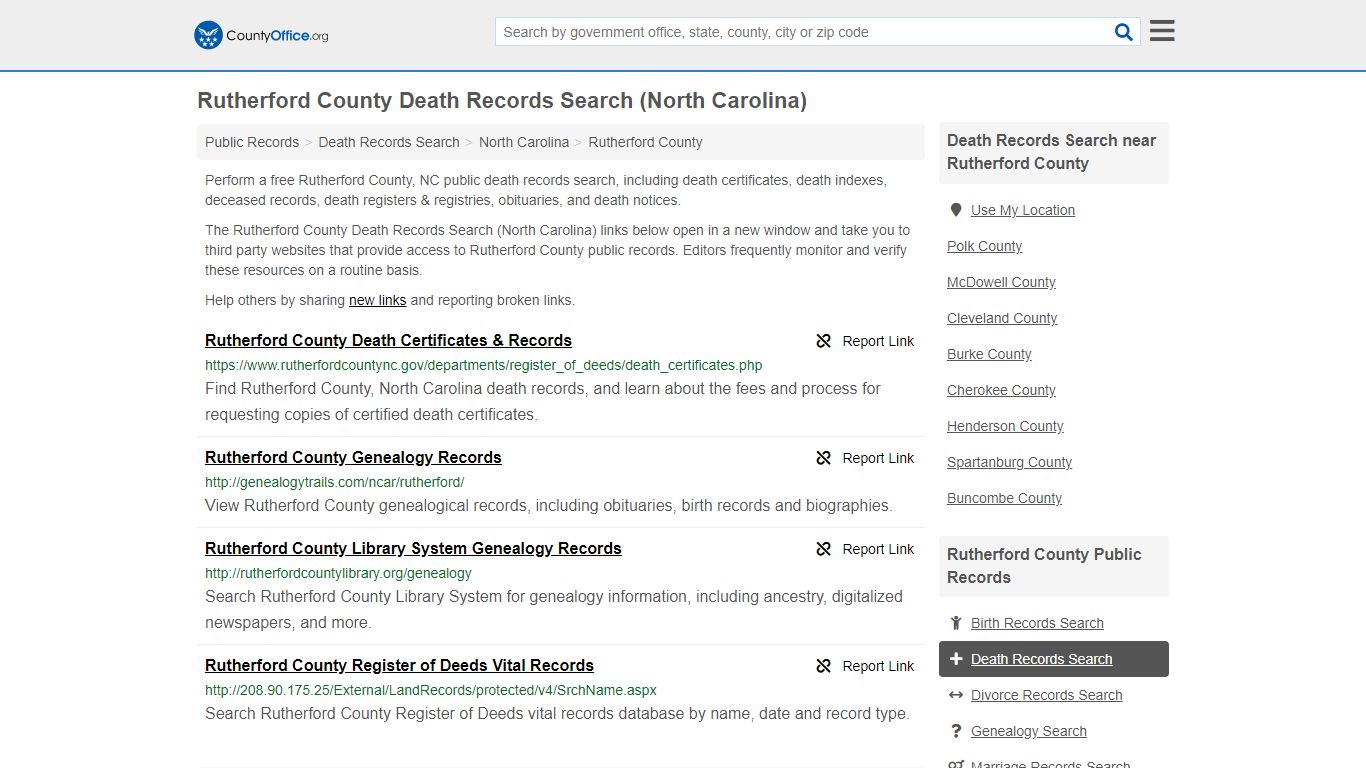 Death Records Search - Rutherford County, NC (Death ...
